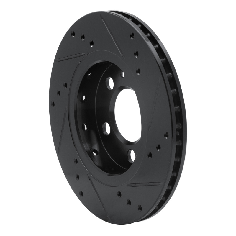 Audi TT Quattro Brake Rotor (1) - Rear Left - R1 Concepts - Drilled & Slotted - Black - `00-`06